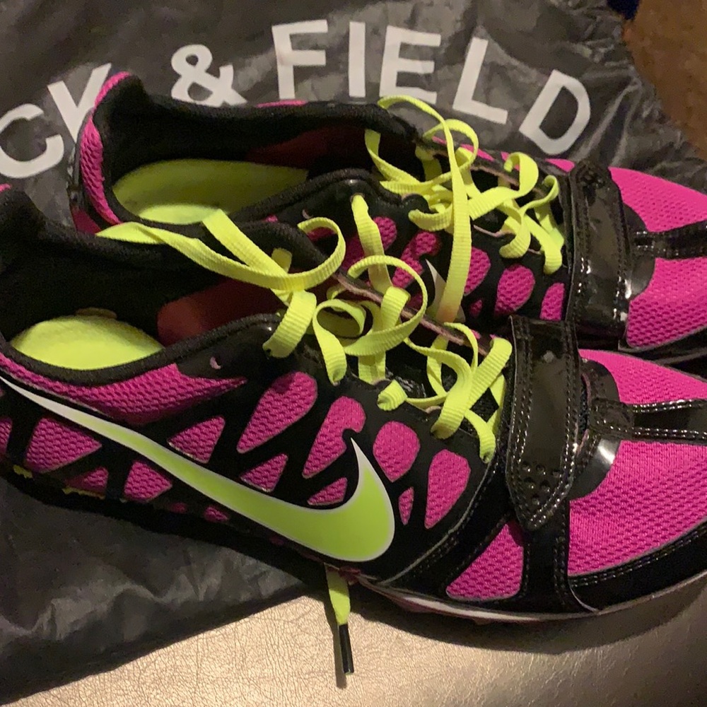 Nike neon yellow and magenta track&field sneakers